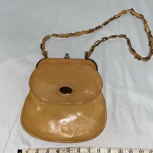 Authentic vintage leather boho yellow bag purse.